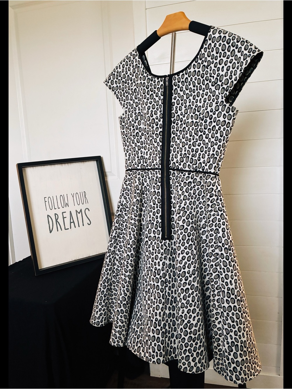 Rachel Zoe Black and White Polka Midi Dress
